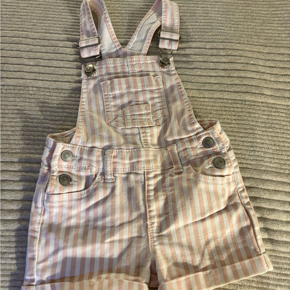 Striped Pink and White Overalls